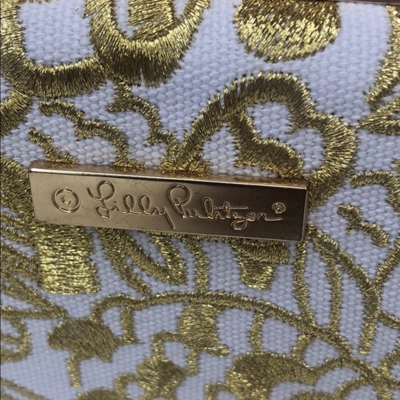 LILLY PULITZER Gold & White Embroidered Clutch - Picture 5 of 5